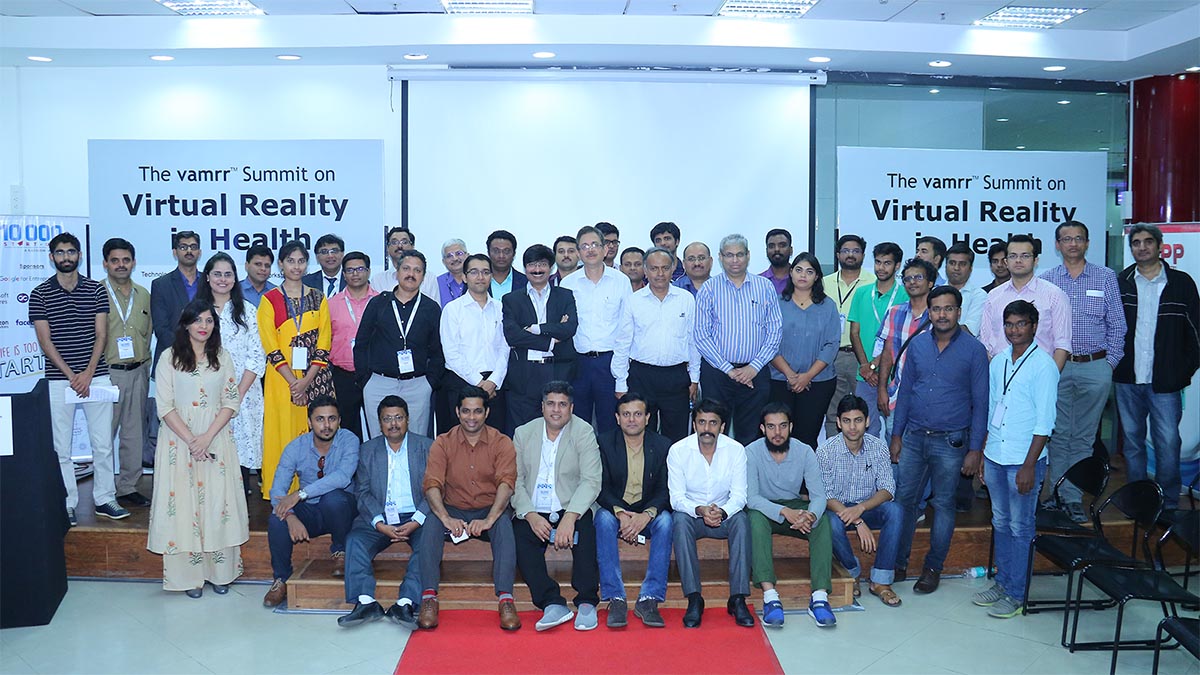 Group photo post the VAMRR Summit on Virtual Reality in Health, Bengaluru